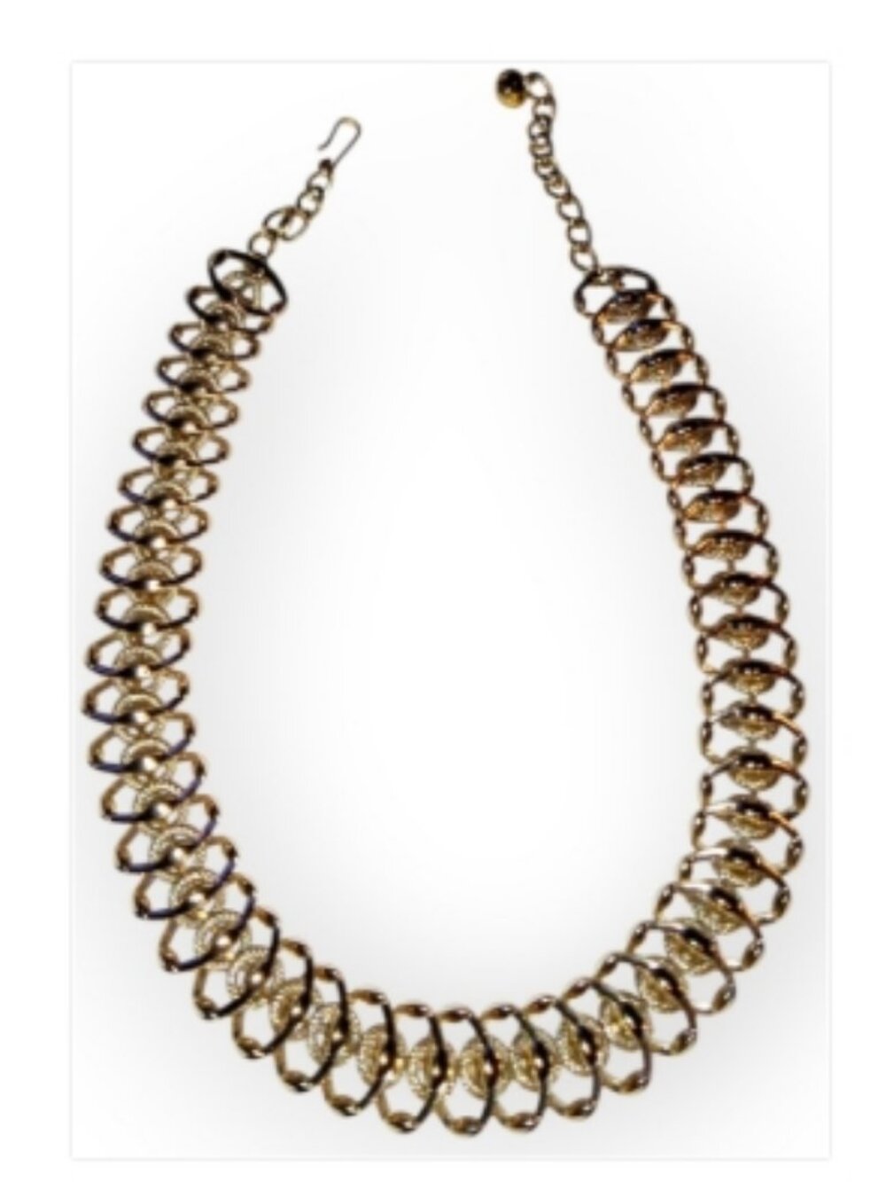 Vintage Gold Layered Necklace Disco Bead Chain 16"